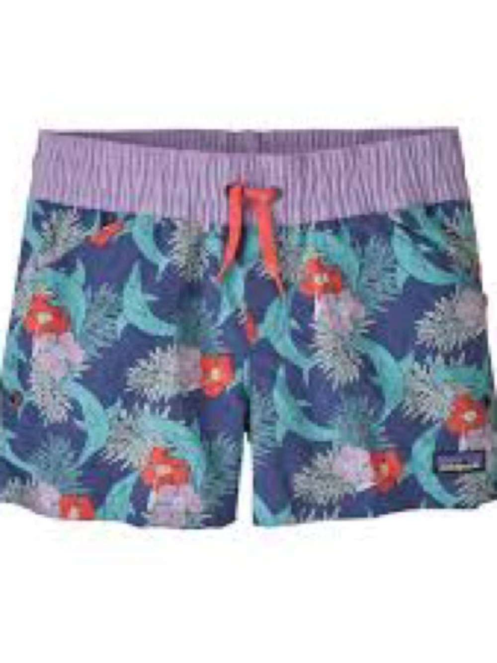 Patagonia Girls’ Baggies Costa Rica size S Print Purple Waistband Shorts